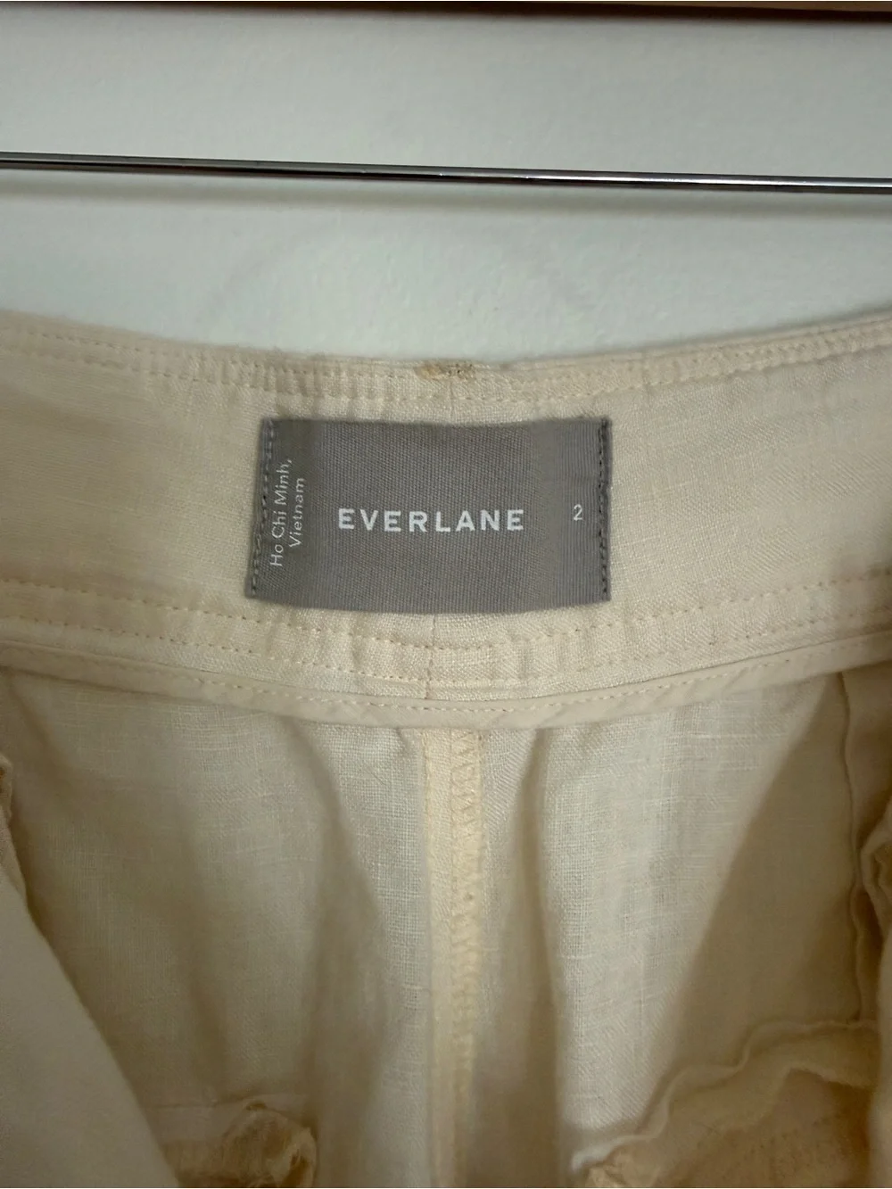 Everlane Cream Wide-Leg Linen Pants